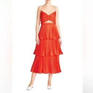 Amur Red Pleated Dress